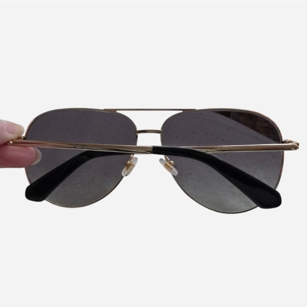 Kate Spade Isla 61mm Aviator Sunglasses, champagne gold frame, smoke lenses - Picture 5 of 10
